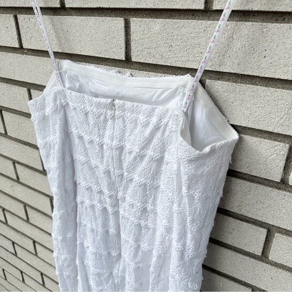 Lilly Pulitzer White Eyelet Lace Tiered Strapless Dress Size 14 Bridal Midi - Picture 5 of 9
